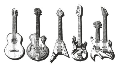 akustik ve elektro gitar seti