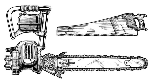 El testere ve chainsaw — Stok Vektör