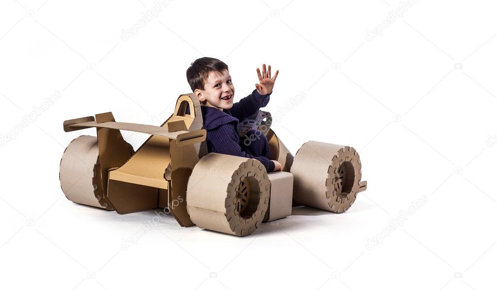 Cardboard racing car