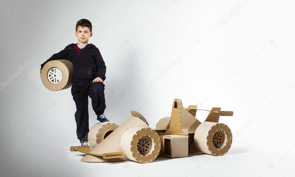 Cardboard racing car