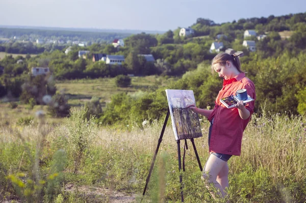 Artist on the plain air — Stock Photo, Image