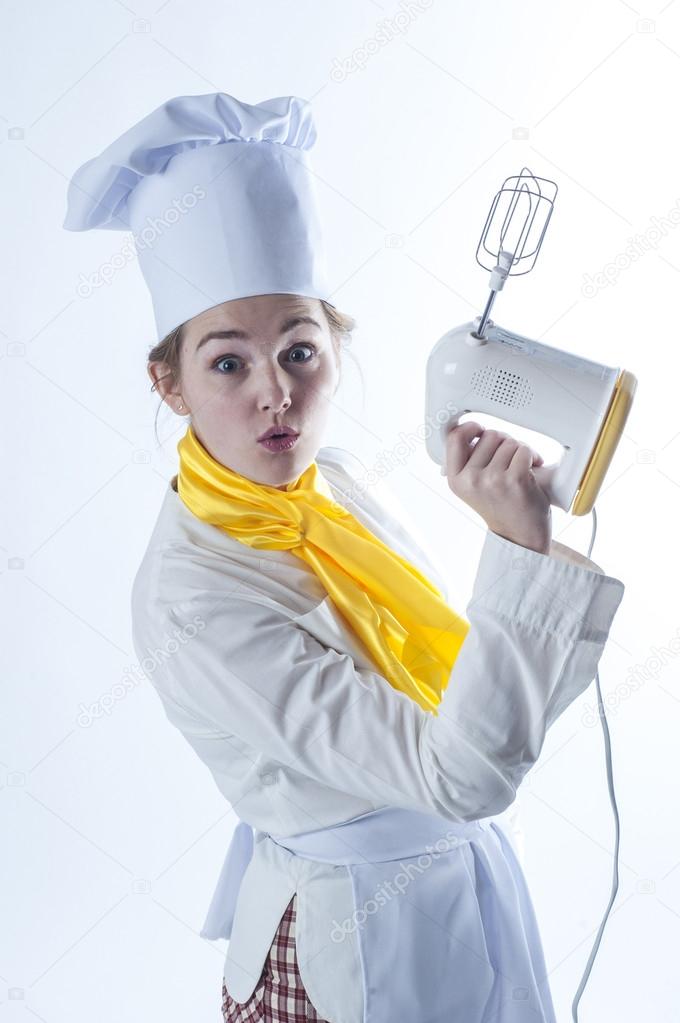 Funny cook with mixer