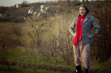 Kız kırsal manzara 