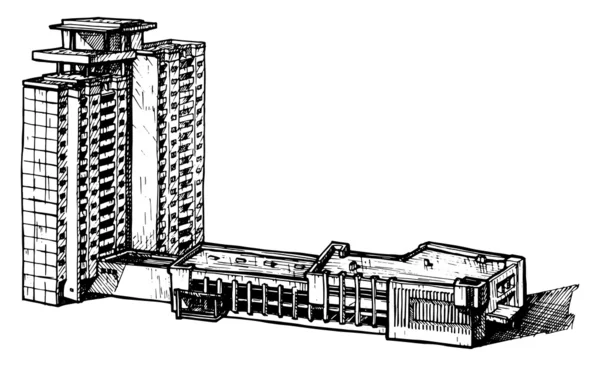 Mehrstöckiges Gebäude — Stockvektor