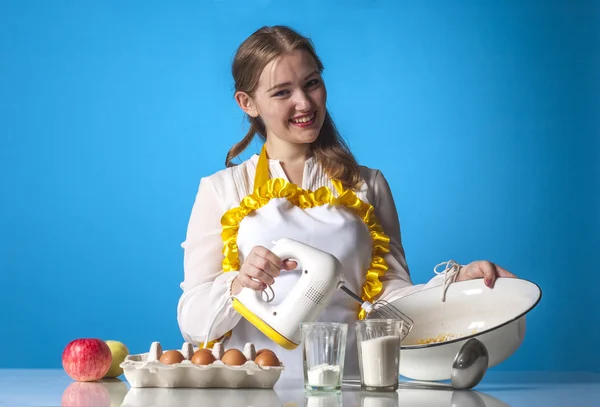 Happy homemaker with mixer — Stock Photo, Image