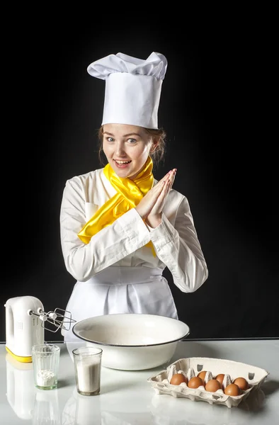 Smiling cook in kitchen — Stock Photo, Image