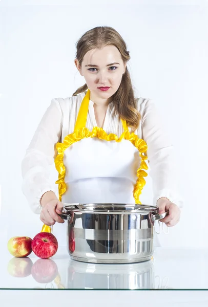 Mutfakta odaklı ev kadını — Stok fotoğraf