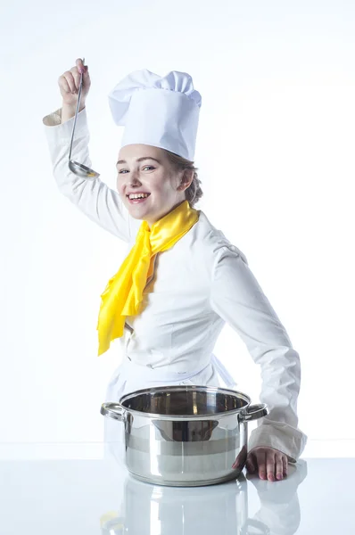 Cook tasting food — Stock Photo, Image