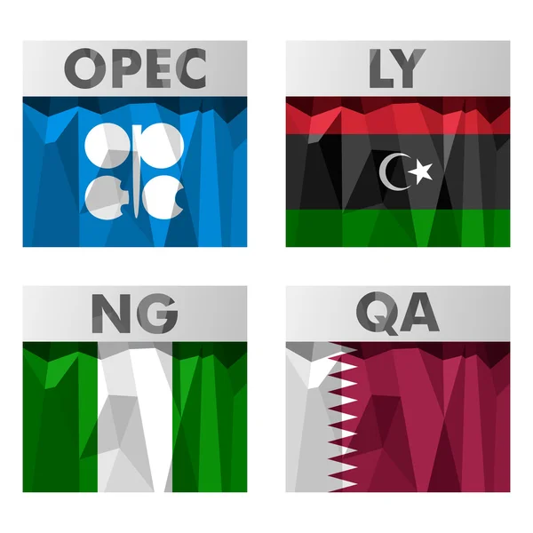 OPEC länderna flaggor. — Stock vektor