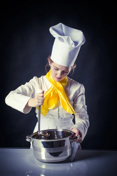 Cook with pan and pan — Stock Photo, Image