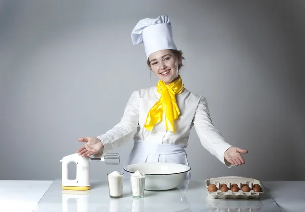 Smiling cook in kitchen — Stock Photo, Image