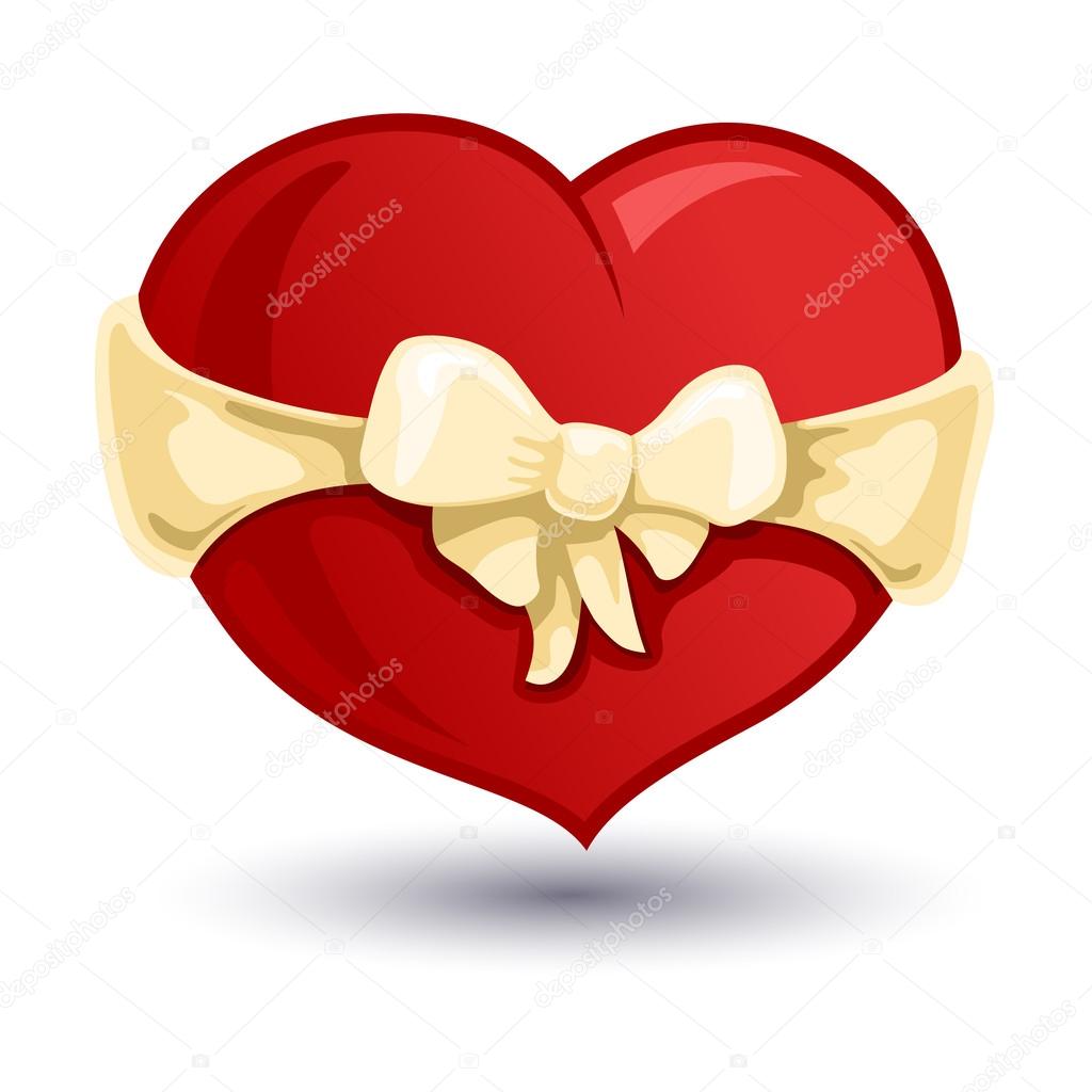 Valentine heart with a beige bow-knot 