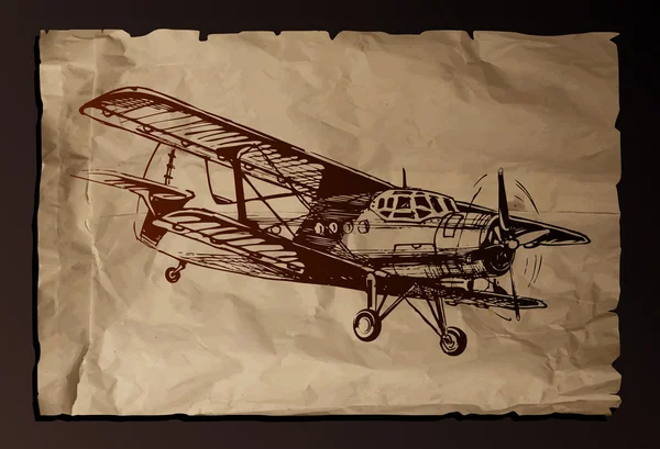 Vectorillustratie van oude vliegtuig — Stockvector