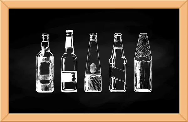 Beer set on blackboard. — Stock Vector