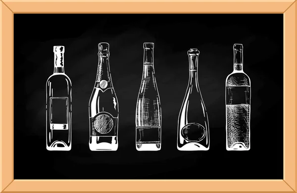 Set de botellas de champán — Vector de stock