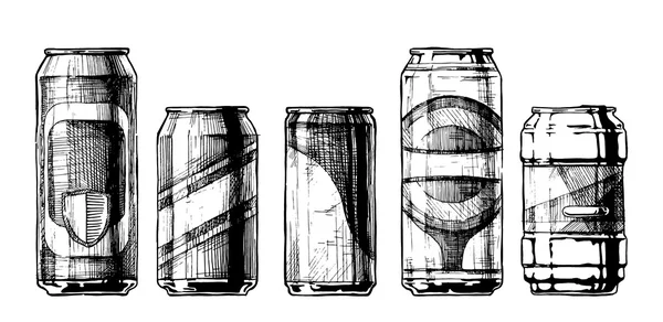 Conjunto de latas de bebidas — Vetor de Stock
