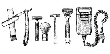 Vector illustration set of shaving accessories clipart