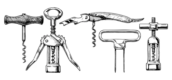 Set illustrazione vettoriale di cavatappi — Vettoriale Stock