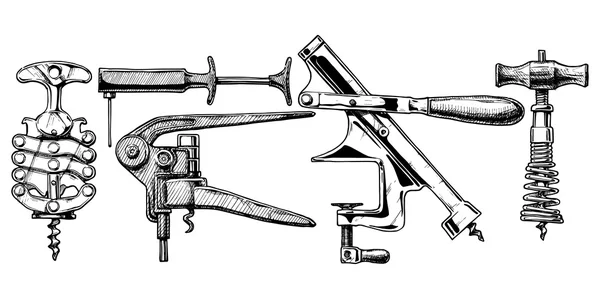 Vector illustration set of corkscrews — Stock Vector