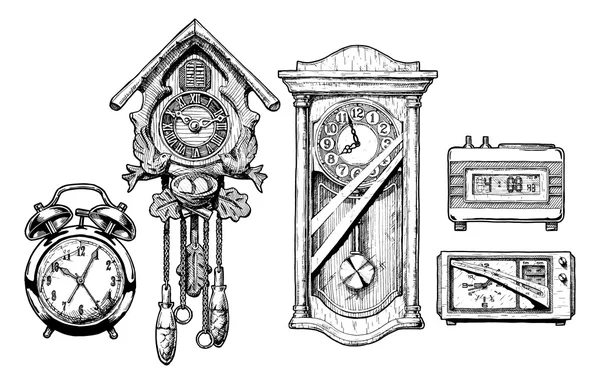 Illustrazione di vecchi orologi — Vettoriale Stock