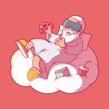 Tanrı vektör illüstrasyonu oynanıyor. Oyun, esportlar, teknoloji tasarımı konsepti.