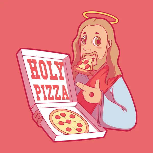 Kutsal Pizza Vektör Illüstrasyonu Fast Food Dağıtım Marka Tasarım Konsepti — Stok Vektör