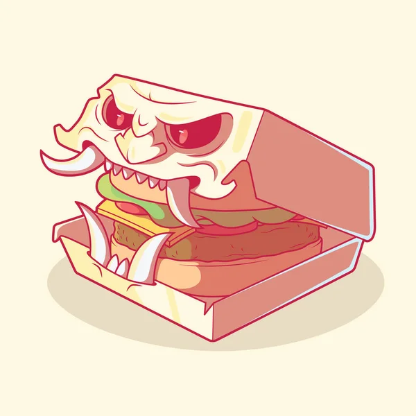 Gambaran Vektor Kotak Burger Samurai Makanan Cepat Saji Pengiriman Desain - Stok Vektor