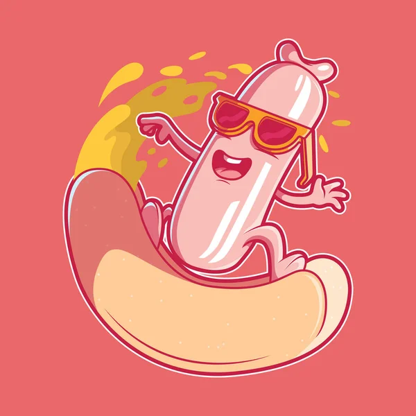 Vektorová Ilustrace Pro Hot Dog Surf Jídlo Sport Srandičky Značkový — Stockový vektor