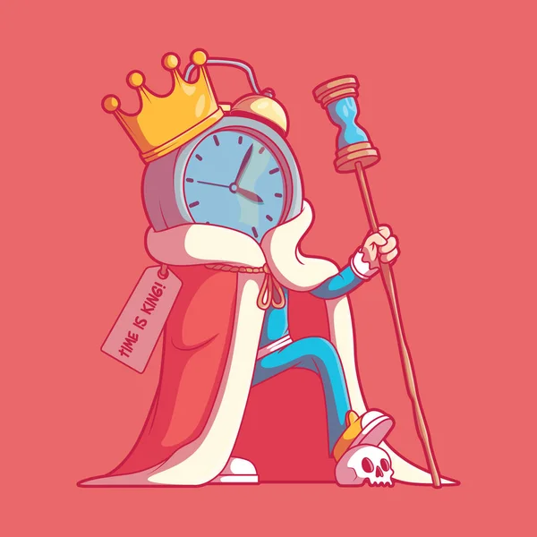 Персонаж Короля Годинника Крутій Позі Векторні Ілюстрації Мотивація Час Концепція — стоковий вектор