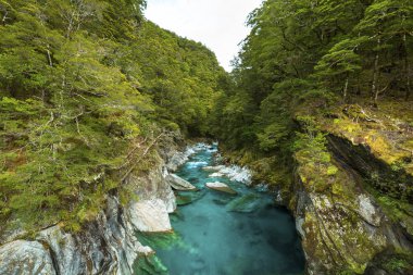 Mavi havuzlarında Mount hedefleyen Milli Parkı, Yeni Zelanda.