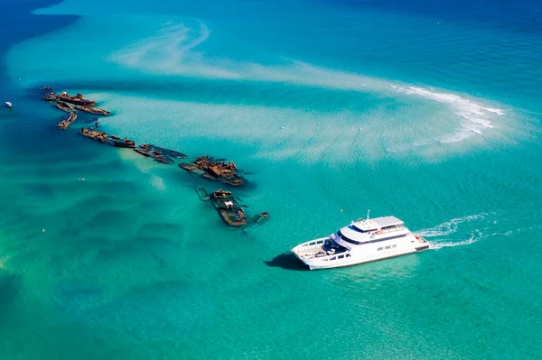 Aerial View Shipwrecks Ferry Moreton Island Queensland Australia — Stock Photo, Image