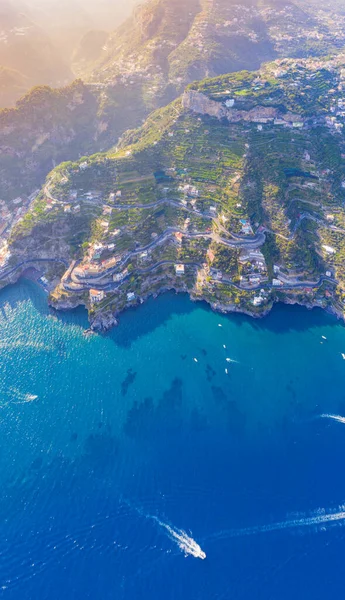 Veduta Aerea Della Splendida Costiera Amalfitana Una Giornata Sole Italia — Foto Stock