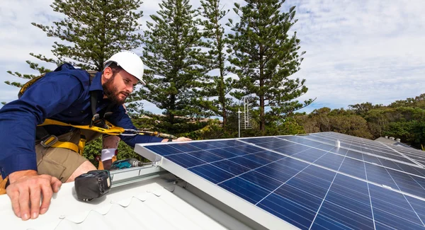 Solar panel technician Royalty Free Stock Photos