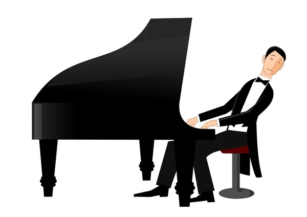 Hombre tocando el piano con pasión — Vector de stock