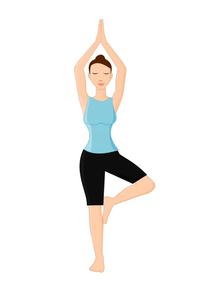 Young woman practicing yoga — Stock Vector