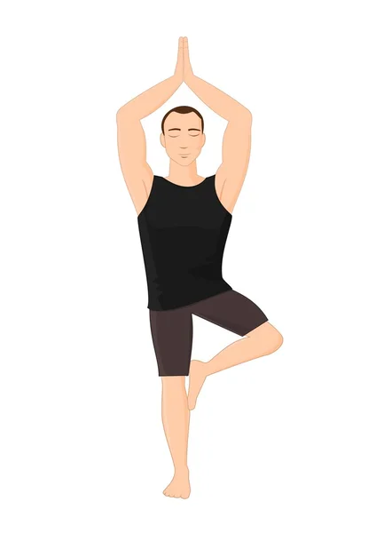 Man in yoga tree pose — Stock Vector