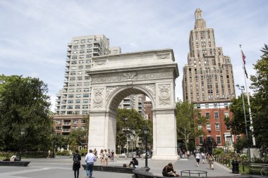 Greenwich Village, Manhattan, New York City yılında Washington Square Park beyaz mermer kemer