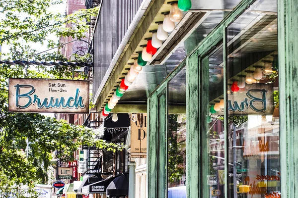 Extérieur Coloré Restaurant Brunch Italien Manhattan New York Usa — Photo