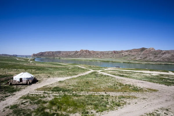 Dua bayrakları Tamgalı Tas - Budist taş oymalar Kazakistan'da olan bir site - Orta Asya — Stok fotoğraf