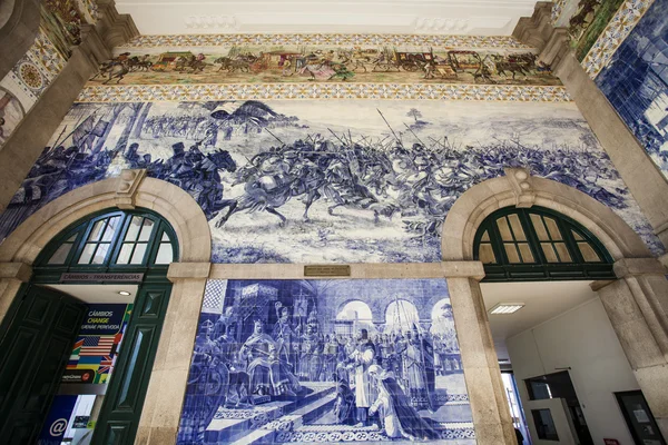 Interno Della Stazione Ferroviaria Porto Sao Bento Minho Oporto Portogallo — Foto Stock