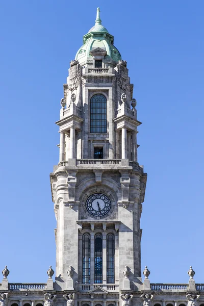 Clocktower Townhall Porto Camara Municipal Porto Liberty Freedom Square Praca — Stock Photo, Image