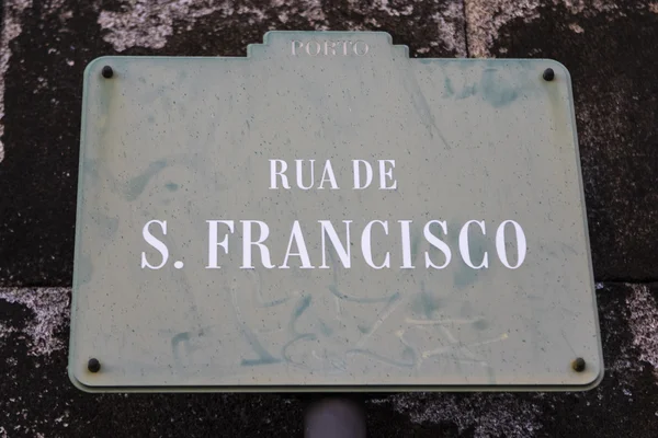 Street Sign Rua Sao Francisco Street Center Porto Portugal Europe — Stock Photo, Image