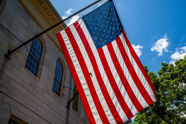 University Hall Estátua John Harvard Harvard Univeristy Boston Massachusetts Eua — Fotografia de Stock