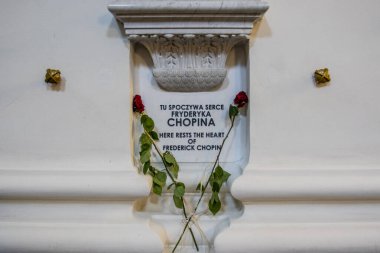Frederic Chopin 'in kalbini taşıyan sütun Varşova' daki Kutsal Haç Kilisesi, Polonya, Doğu Avrupa