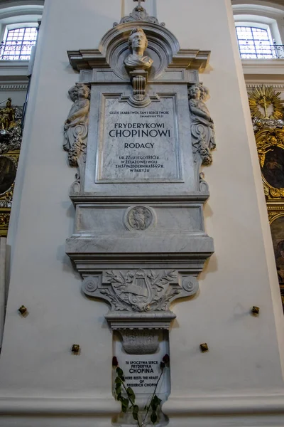 Säule Mit Dem Herzen Frederic Chopins Der Heilig Kreuz Kirche — Stockfoto