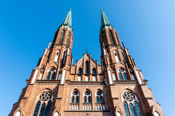 Außenansicht Der Neugotischen Kathedrale Florian Warschau Sehenswürdigkeiten Polen Osteuropa — Stockfoto