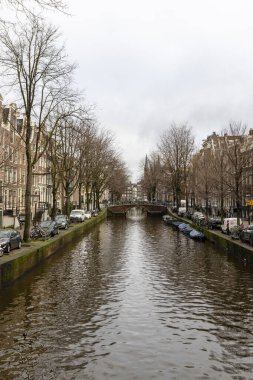 Tarihsel merkez, Amsterdam kanalları, kış zamanı, Noord-Holland, Hollanda, Avrupa