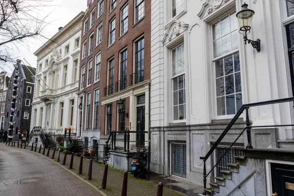 Historyczne Centrum Amsterdamu Okresie Zimowym Noord Holland Holandia Europa — Zdjęcie stockowe