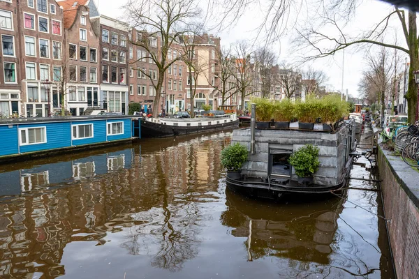 Centro Histórico Canais Amsterdã Tempo Inverno Noord Holland Holanda Europa — Fotografia de Stock