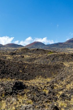 Yaz zamanı, Sicilya 'daki Etna Dağı' na (volkan) bakın. İtalya, Avrupa